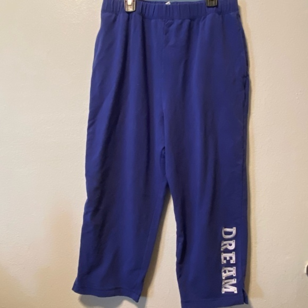 Quacker Factory Pants Size Medium Pull On Stretch Logo Dream On Leg